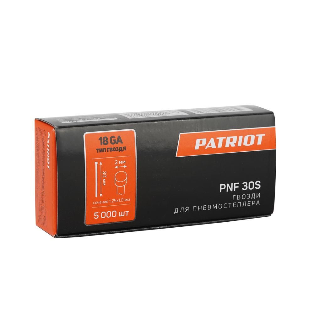 Гвозди PATRIOT PNT 30S для пневмостеплера ANG 210R, отделочные, тип 18GA, сеч. 1.25x1.0  мм, шляпка