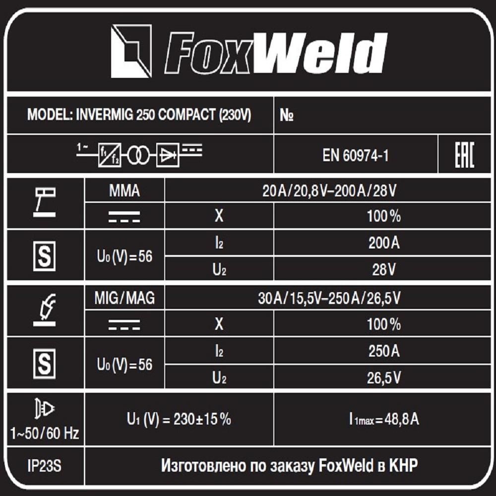 Сварочный полуавтомат FoxWeld Invermig 250 Compact (230V) - фото 7