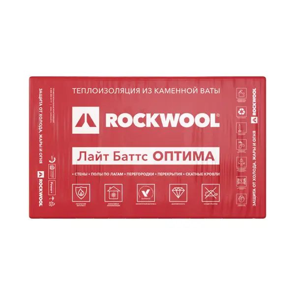 Утеплитель ROCKWOOL Лайт Баттс Оптима 50 мм 6 м2 - фото 6