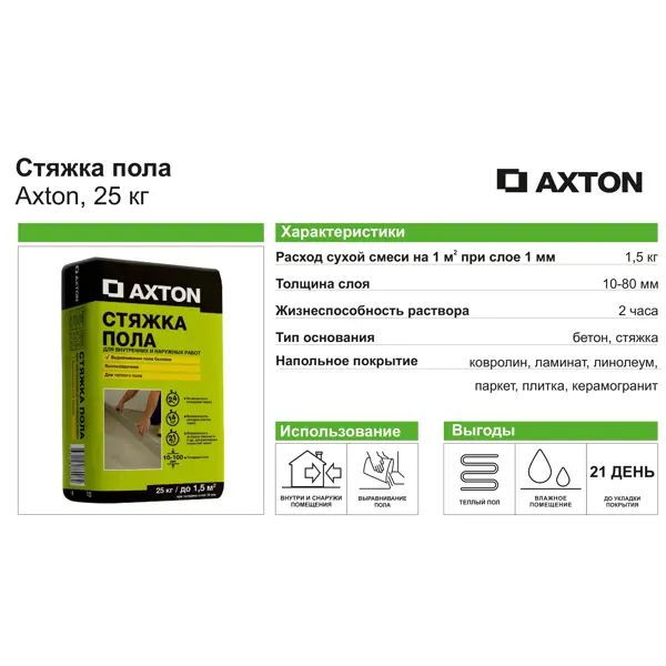 Стяжка пола Axton 25 кг - фото 3