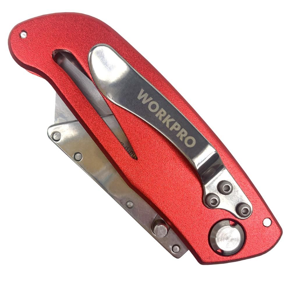 Нож WORKPRO универсальный складной алюминиевый со сменными Лезвия WORKPROми - фото 5