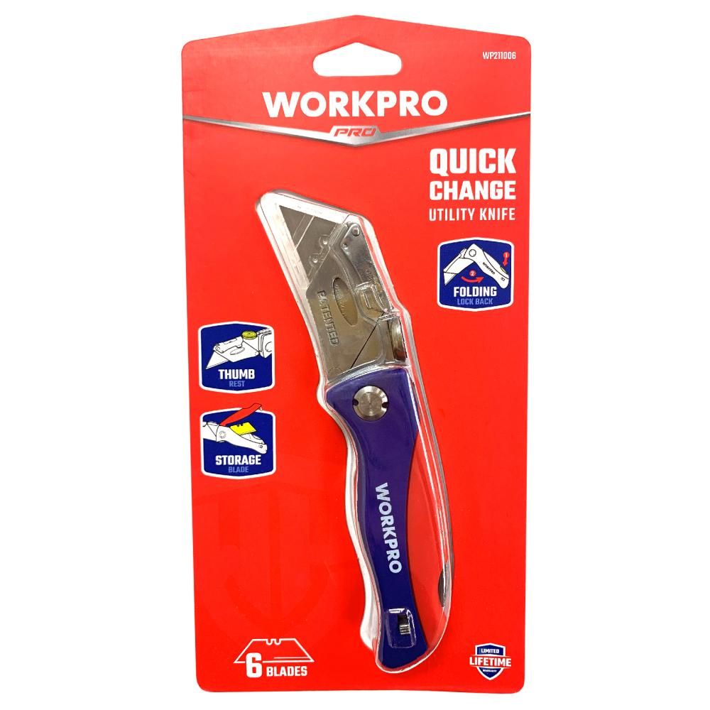 Нож универсальный складной WORKPRO WP211006 со сменными лезвиями - фото 2