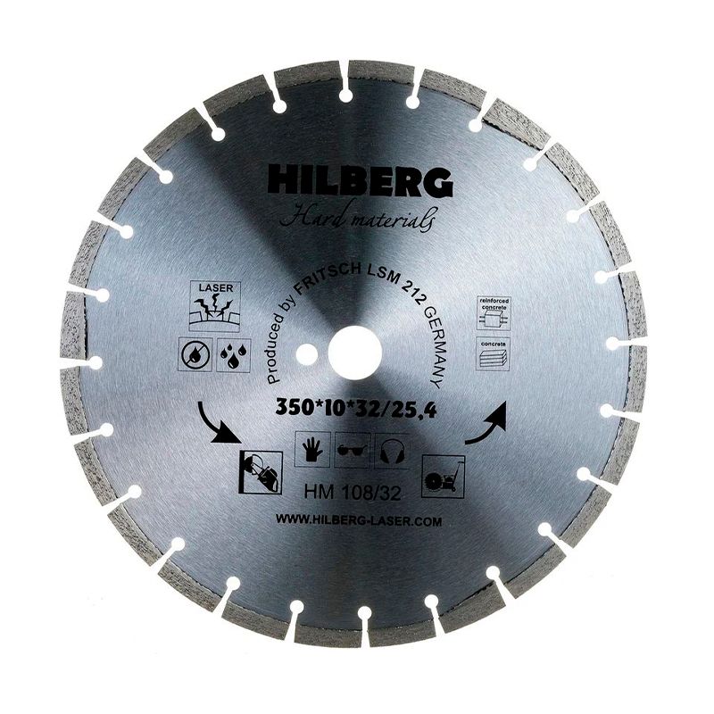 Диск алмазный отрезной 350x32/25,4 Hilberg Hard Materials Лазер HM108/32