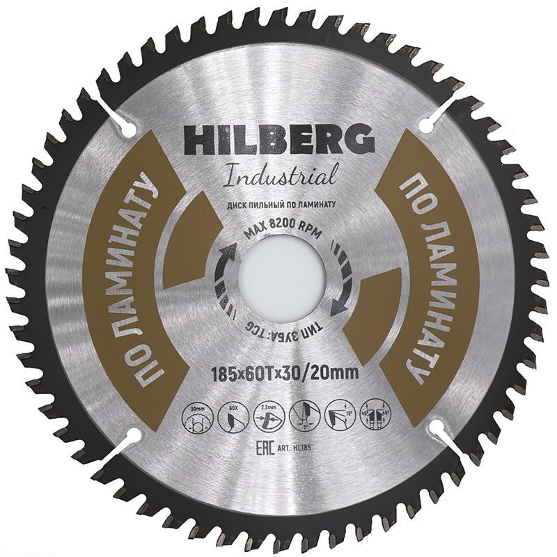 Диск пильный по ламинату TD Hilberg Industrial 185x30/20x60T