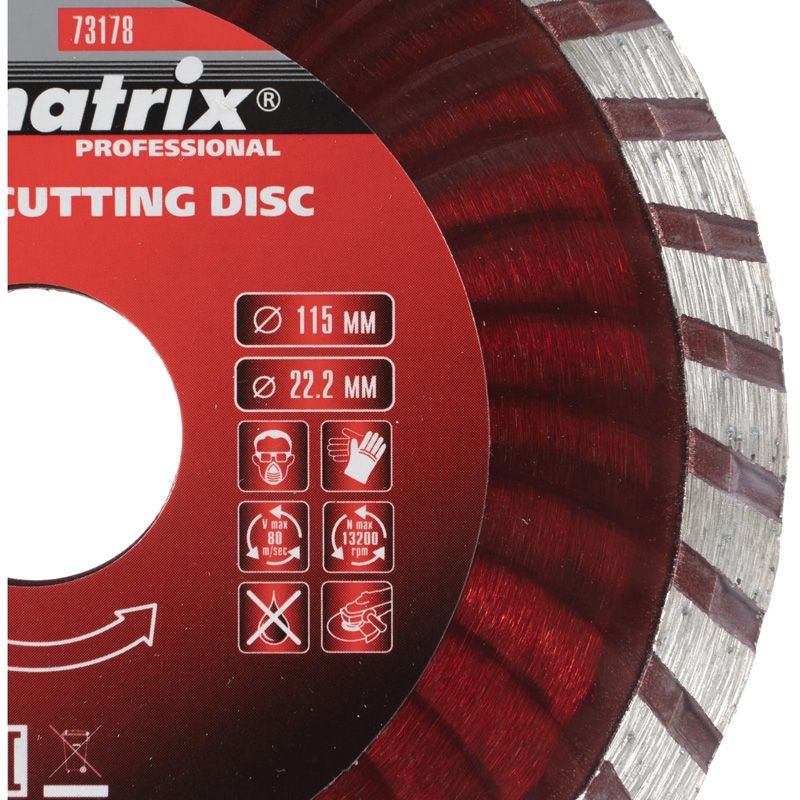 Алмазный отрезной диск MATRIX Турбо 115х22,2 мм (сухая резка)