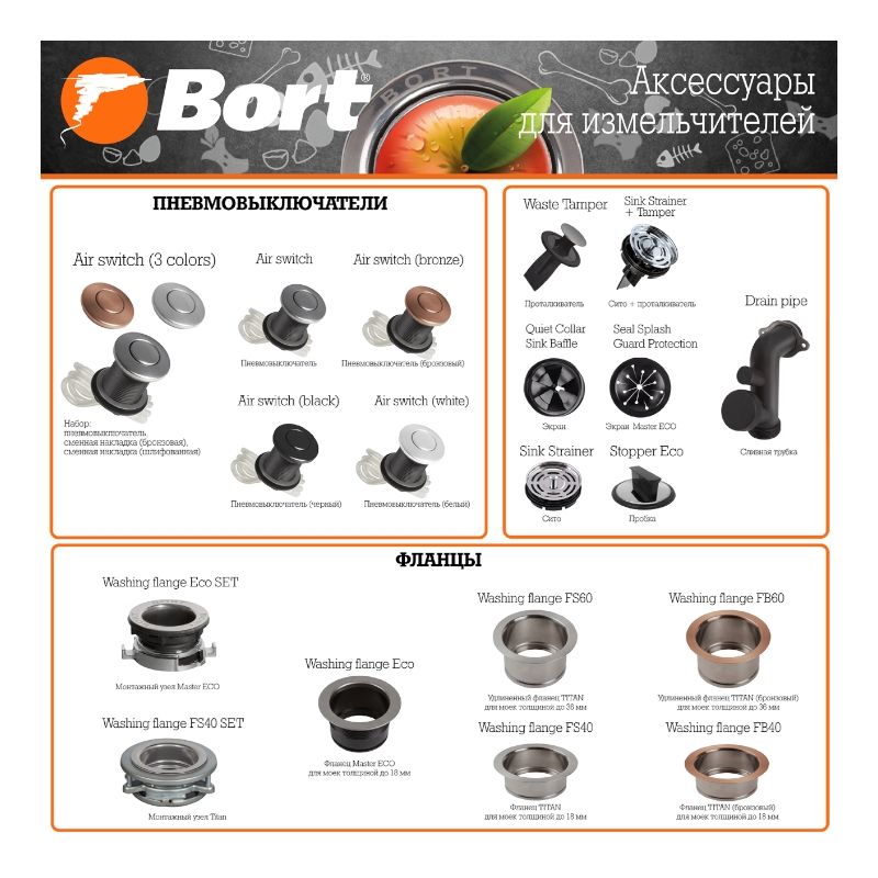 Фланец в мойку BORT Washing flange FS40 - фото 3