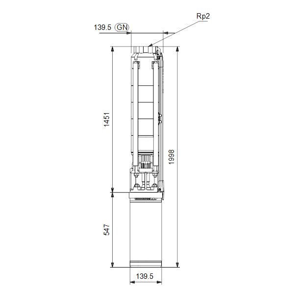 Погружной электронасос Грундфос SP 9-23 3x400В (d 140 мм) - габаритный чертеж