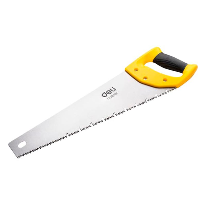 Ножовка (пила) по дереву DELI DL6840A 400мм ( 7-8 зубьев на дюйм, 3D заточка, противоскользящая