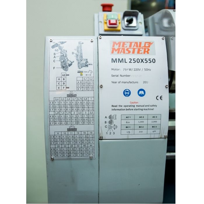 Токарный станок Metal Master MML 250x550 (таблицы настройки)