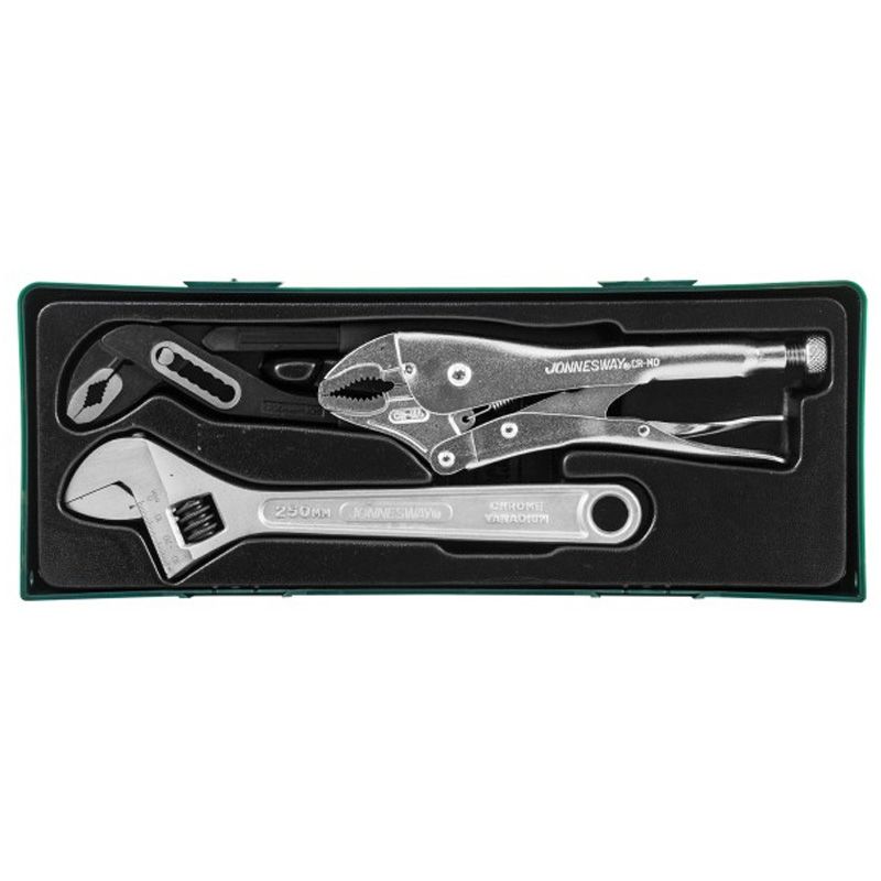 Комплект инструмента: разводной ключ, струбцина, переставные клещи, 3 предмета