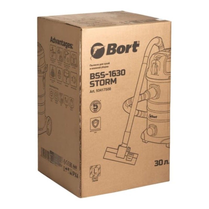 Строительный пылесос BORT BSS-1630-STORM упаковка