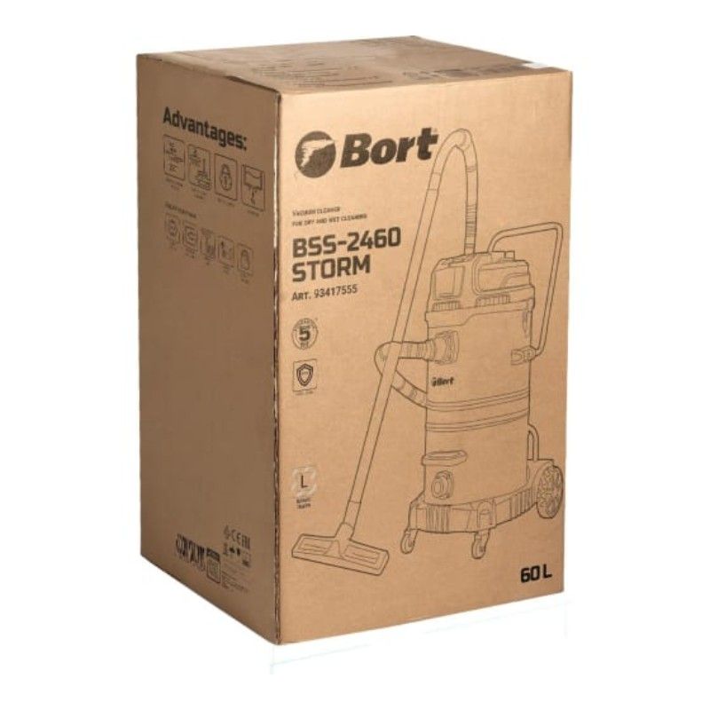 Промышленный пылесос BORT BSS-2460-STORM упаковка