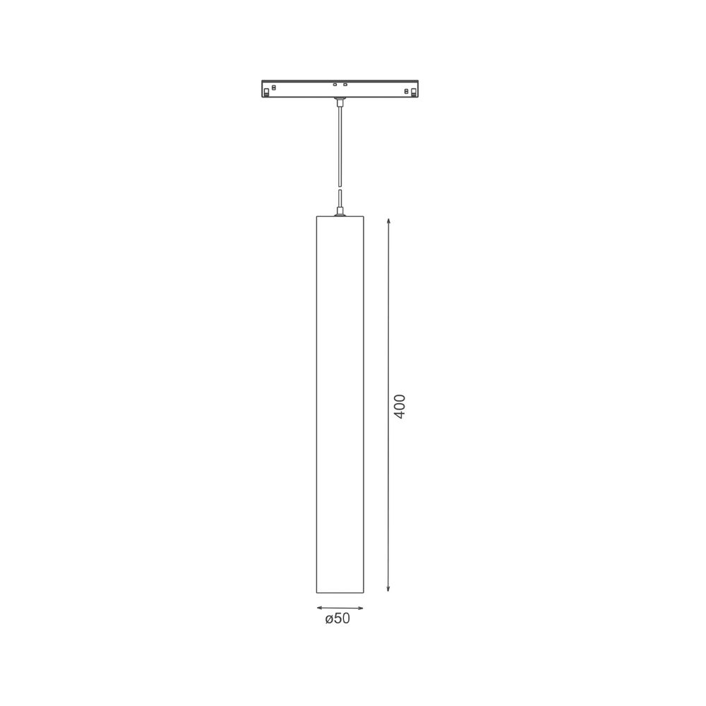 Трековый подвесной светильник Sundex 10Вт, CRI90, 3000К, гр. 30°, IP20, DALI, 48B, белый (длина кабеля 1м) Размеры