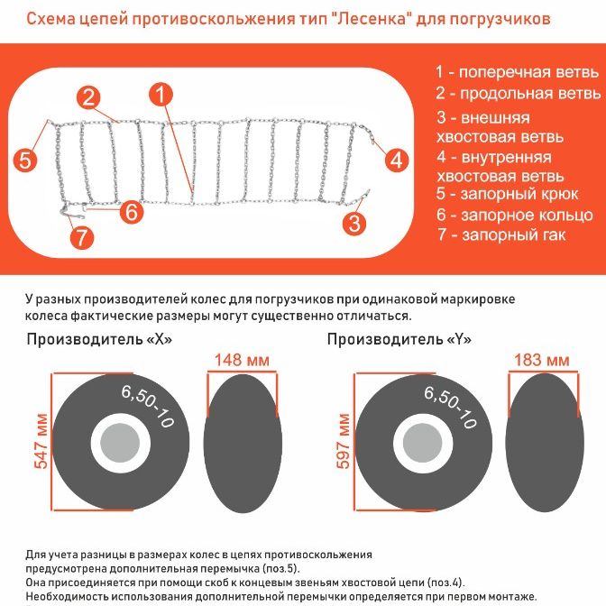 Цепь противоскольжения 21х8-9 Лесенка (комплект 2 шт)