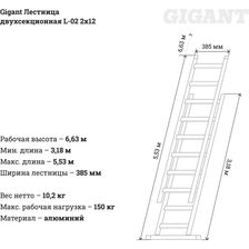 Двухсекционная лестница Gigant L-02 (4627147756315) - фото 8