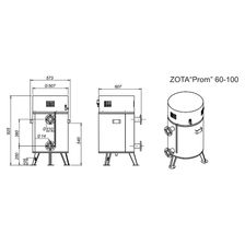 Электрокотел для отопления Zota 80 Prom (PR3443221080) - Монтажные размеры прибора