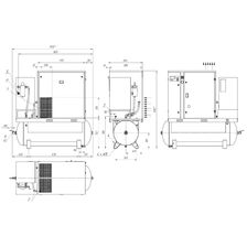 Винтовой компрессор с осушителем Remeza ВК25Т-8(10)-500Д (габаритные и присоединительные размеры)