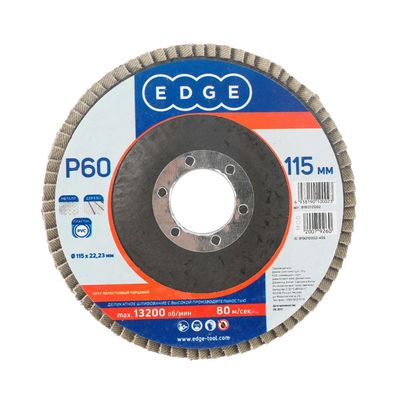 Круг лепестковый торцевой Edge 115х22.23 мм / P60 / шлифовальный диск / абразив - фото 1