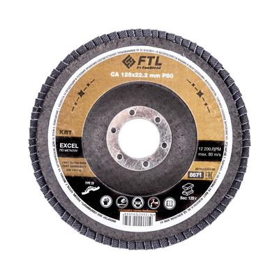 Круг лепестковый для шлифования по металлу FoxWeld FTL Excel 29 125 х 22,2 мм P80 - фото 1