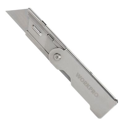 Нож WORKPRO универсальный складной стальной со сменными Лезвия WORKPROми - фото 1