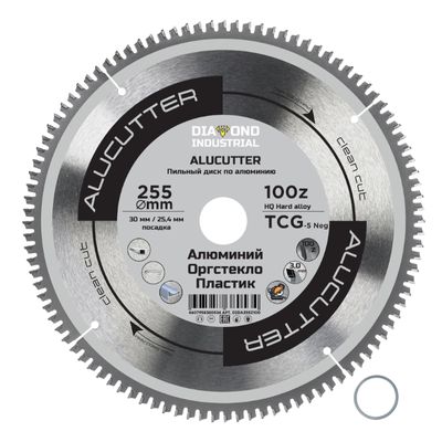 Диск пильный по алюминию, пластику 255x30/25,4 мм Z=100 TCG AluCutter Diamond Industrial - фото 1