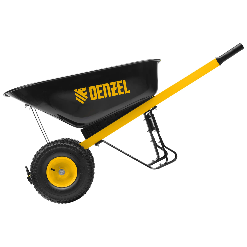 Тачка строительная усиленная Denzel объем 140 л, 250 кг, двухколесная, колесо 15х6.00-6 - фото 4