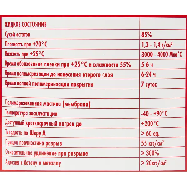 Мастика гидроизоляционная полиуретановая HTC 1 кг, цвет красный - фото 3
