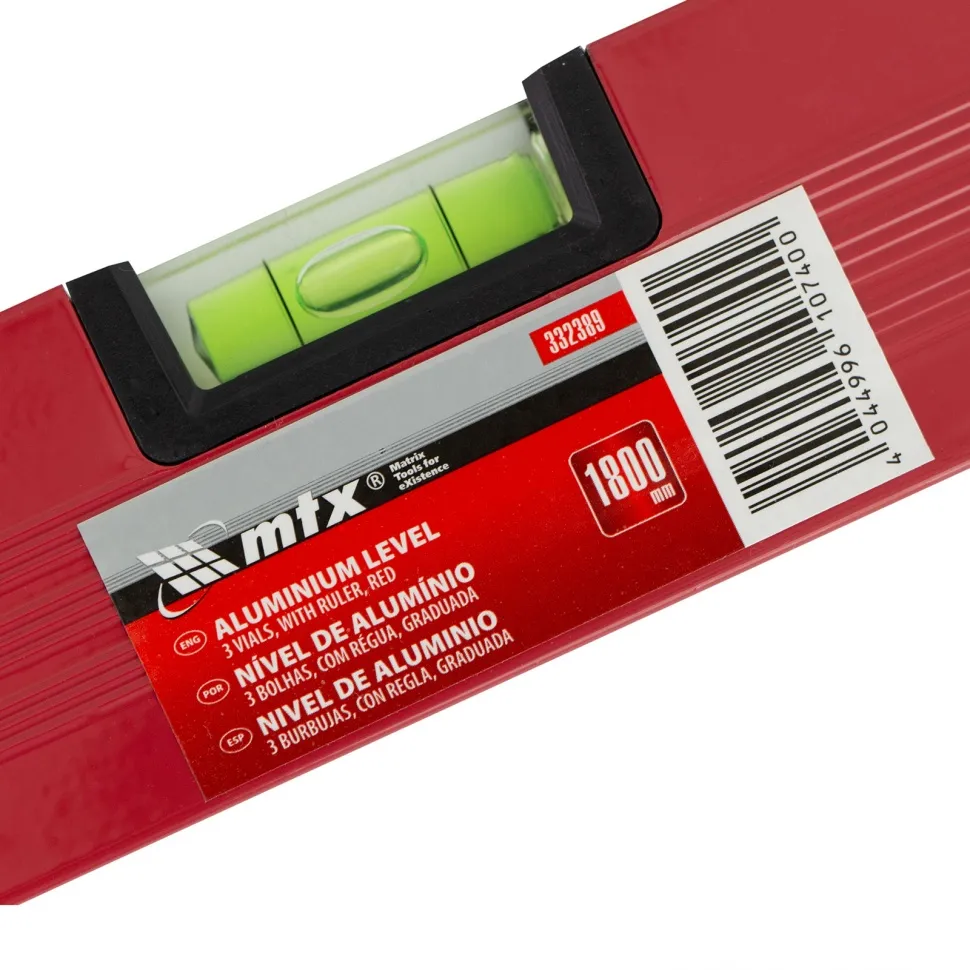 Уровень алюминиевый MTX 1800 мм, 3 глазка, красный, линейка - фото 6