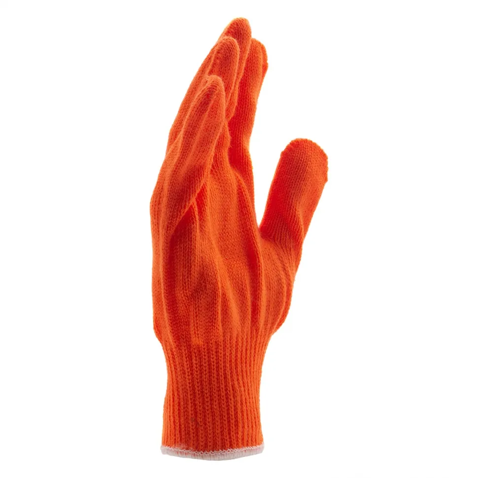 Перчатки трикотажные Сибртех акрил, оранжевый, оверлок Россия - фото 3