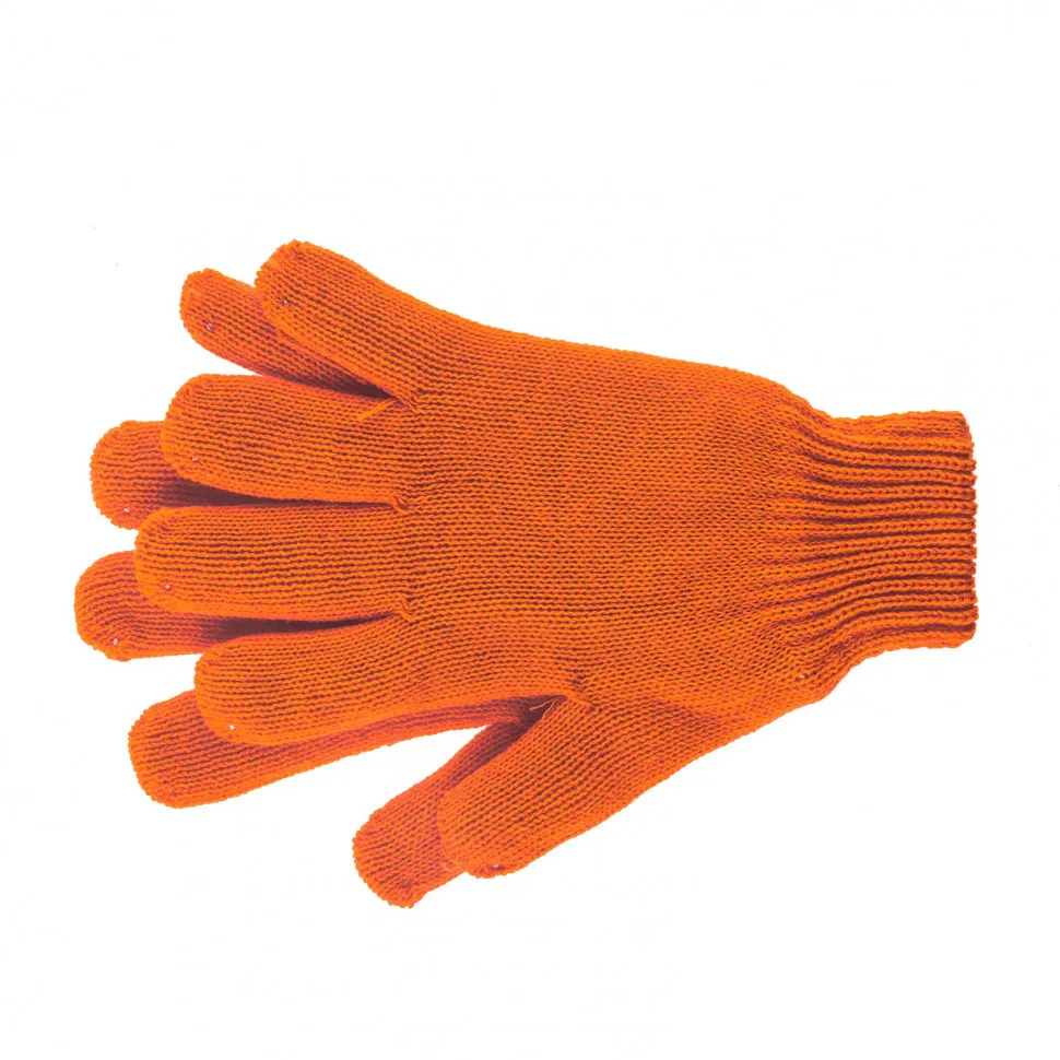 Перчатки трикотажные Сибртех акрил, двойные, оранжевый, двойная манжета Россия - фото 1