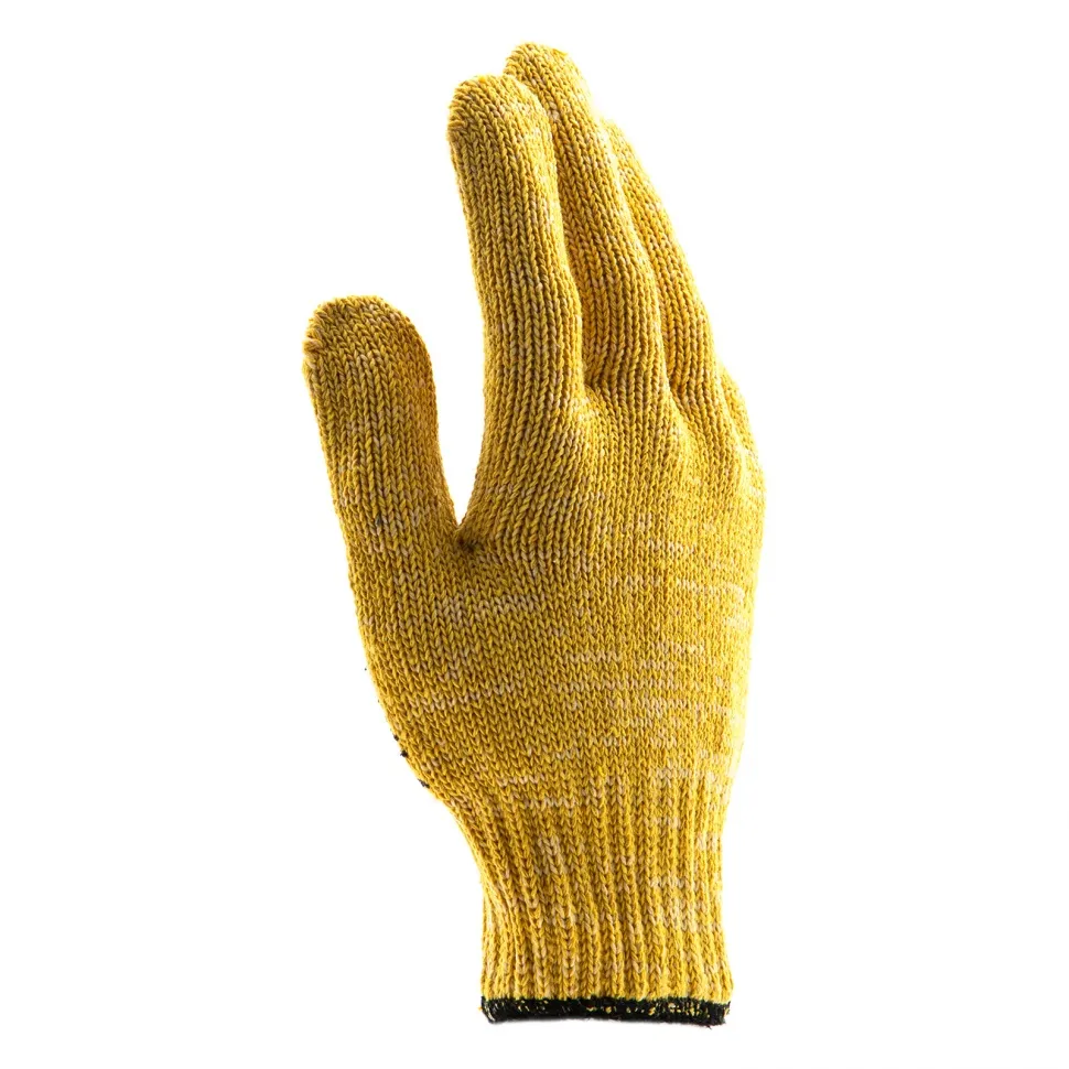 Перчатки трикотажные Сибртех усиленные, гелевое ПВХ-покрытие, 7 класс, желтые Россия - фото 2