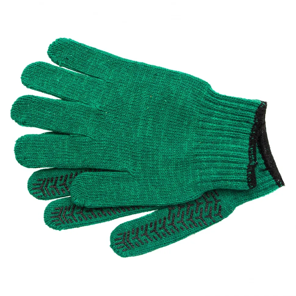 Перчатки трикотажные Сибртех усиленные, гелевое ПВХ-покрытие, 7 класс, зеленые Россия - фото 4