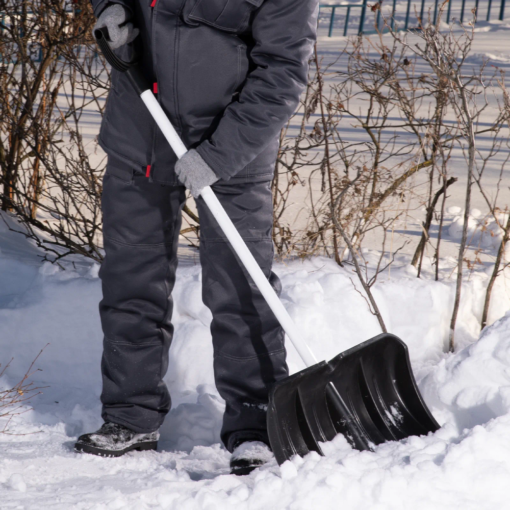 Лопата для уборки снега пластиковая, 530х375х1400 мм, алюминиевый черенок, Россия, Сибртех - фото 9