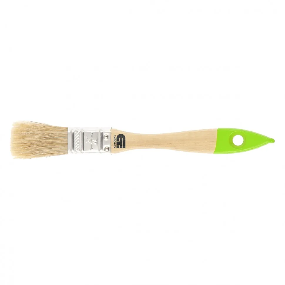 Кисть плоская 20 мм, натуральная щетина, деревянная ручка Сибртех - фото 1