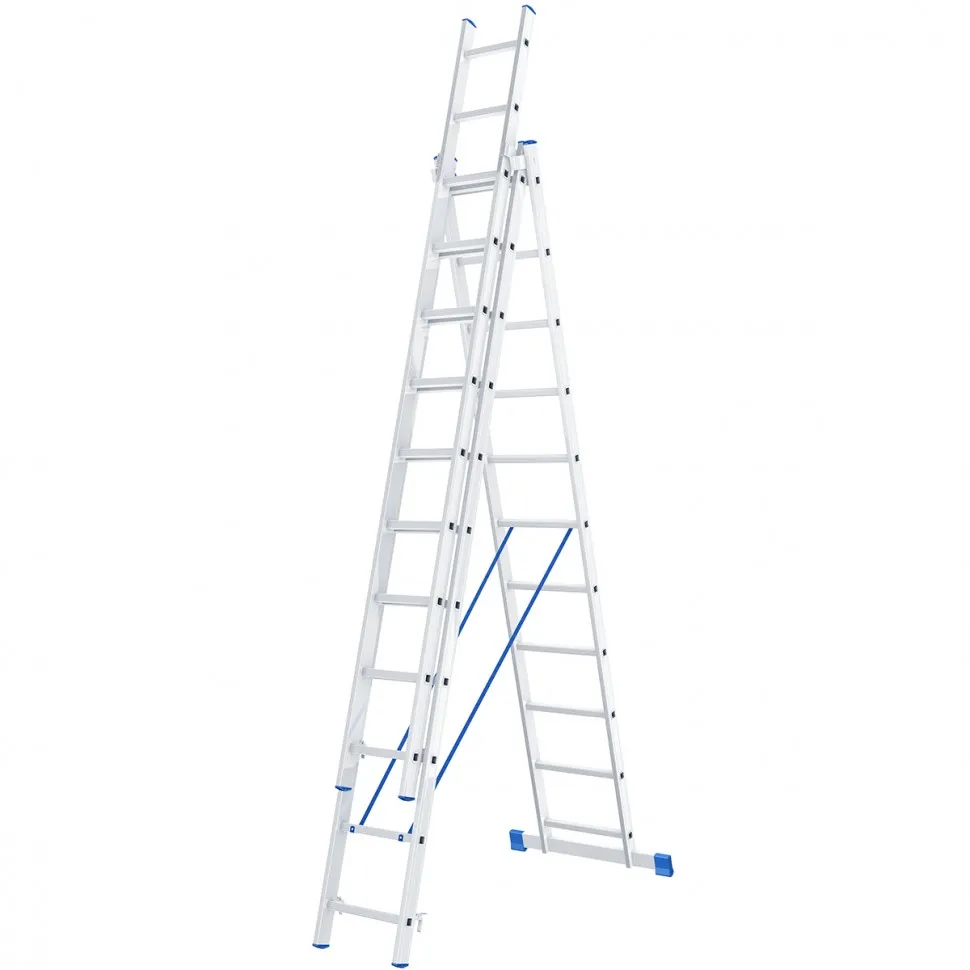 Лестница Сибртех 3х11 ступеней, алюминиевая, трехсекционная, Россия - фото 1