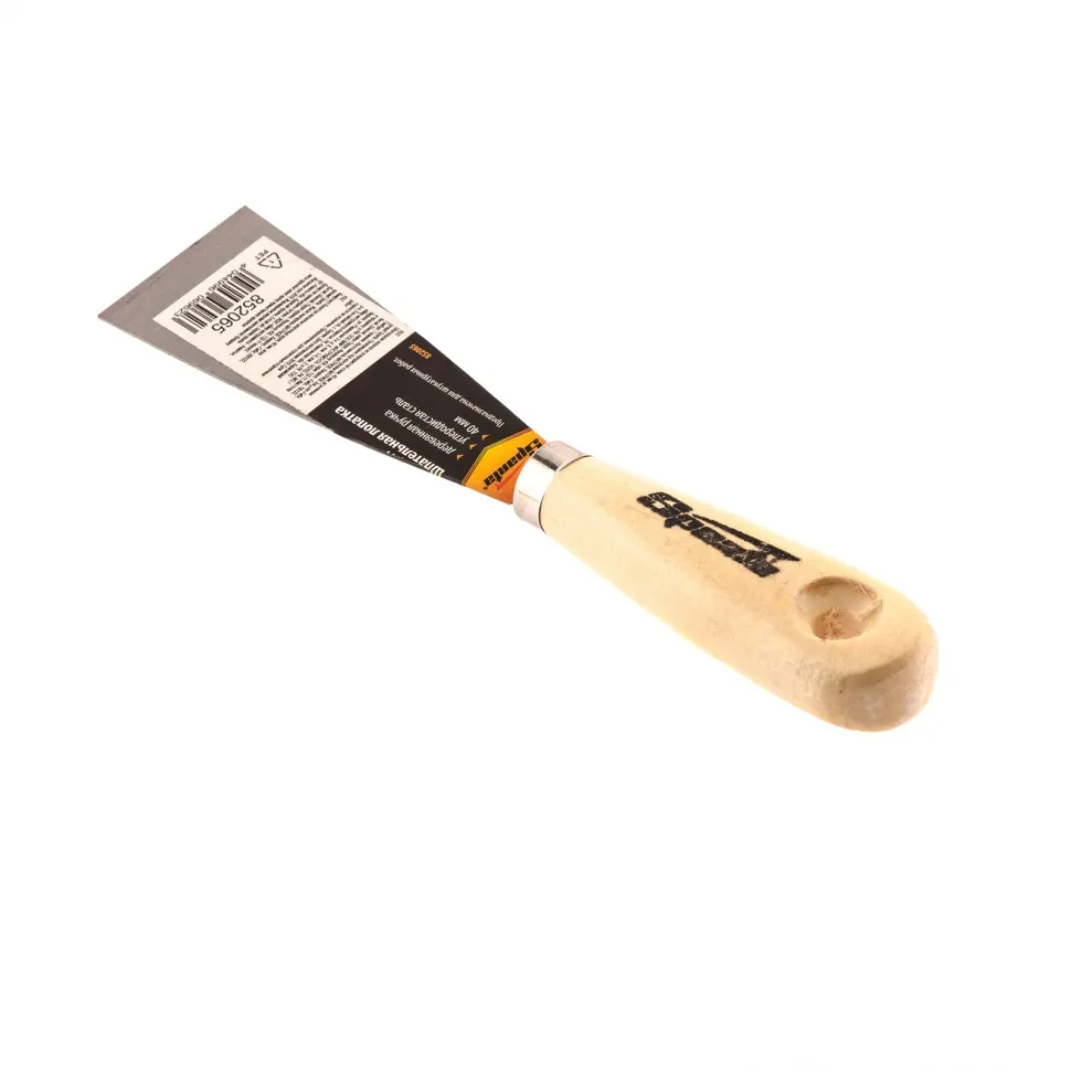 Шпательная лопатка из углеродистой стали, 40 мм, деревянная ручка Sparta - фото 2
