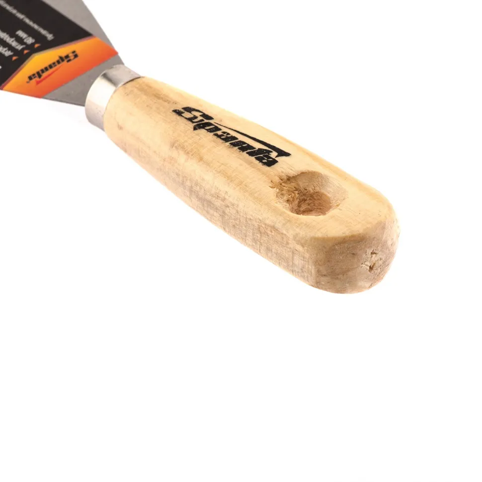 Шпательная лопатка из углеродистой стали, 80 мм, деревянная ручка Sparta - фото 3