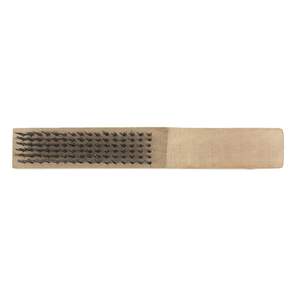 Щетка зачистная шестирядная, закаленная прямая проволока с деревянной ручкой Сибртех - фото 2
