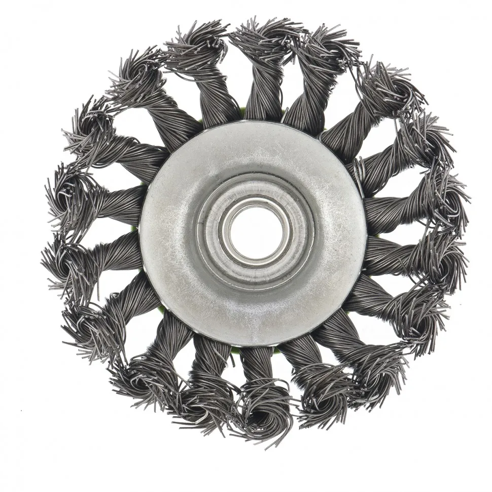 Щетка для УШМ, 100 мм, М14, тарелка, крученая металлическая проволока Сибртех - фото 2