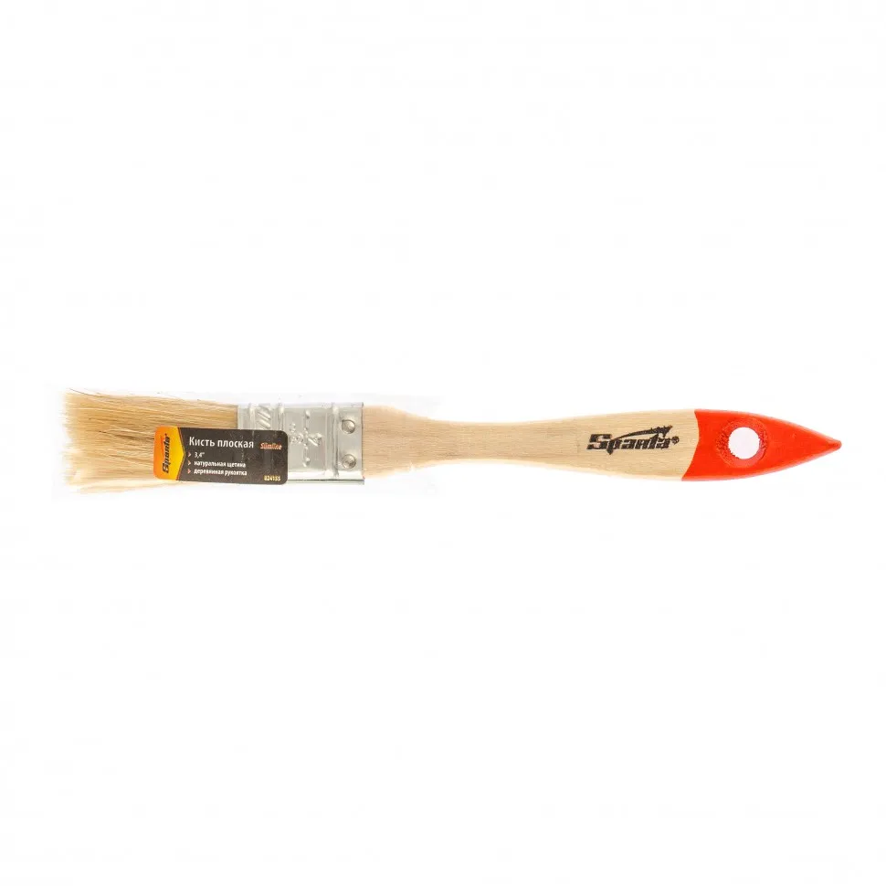 Кисть плоская Slimline 3/4 (20 мм), натуральная щетина, деревянная ручка Sparta - фото 3