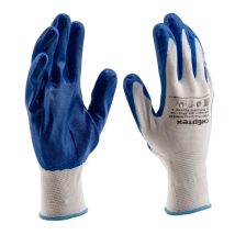 Перчатки полиэфирные с синим нитрильным покрытием, размер L, 15 класс вязки - фото 1