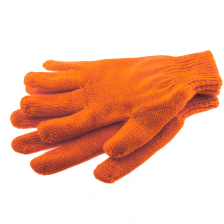 Перчатки трикотажные Сибртех акрил, двойные, оранжевый, двойная манжета Россия - фото 2