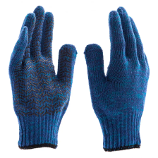 Перчатки трикотажные Сибртех усиленные, гелевое ПВХ-покрытие, 7 класс, синие Россия - фото 1