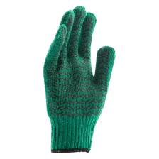 Перчатки трикотажные Сибртех усиленные, гелевое ПВХ-покрытие, 7 класс, зеленые Россия - фото 3