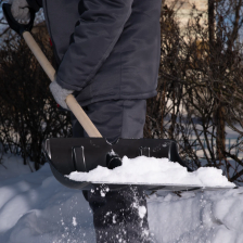 Лопата для уборки снега пластиковая, 470х350х1410 мм, деревянный черенок, Россия, Сибртех - фото 9