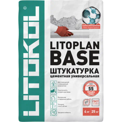 Штукатурка цементная Litokol Litoplan Base 25 кг - фото 1