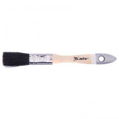 Кисть плоская MTX натуральная черная щетина, деревянная ручка 3/4 - фото 1