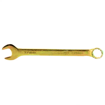 Ключ комбинированный Сибртех 17 мм, желтый цинк - фото 1
