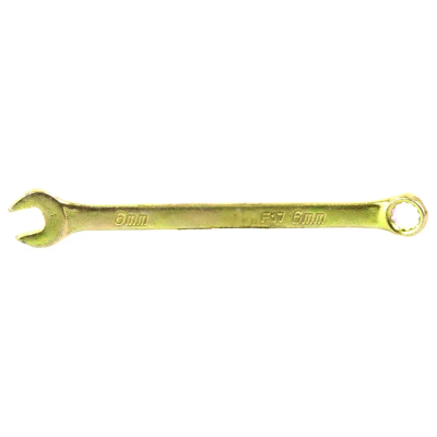 Ключ комбинированный Сибртех 6 мм, желтый цинк - фото 1