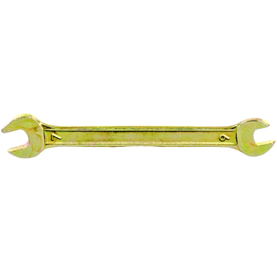Ключ рожковый, 6х7 мм, желтый цинк Сибртех - фото 1